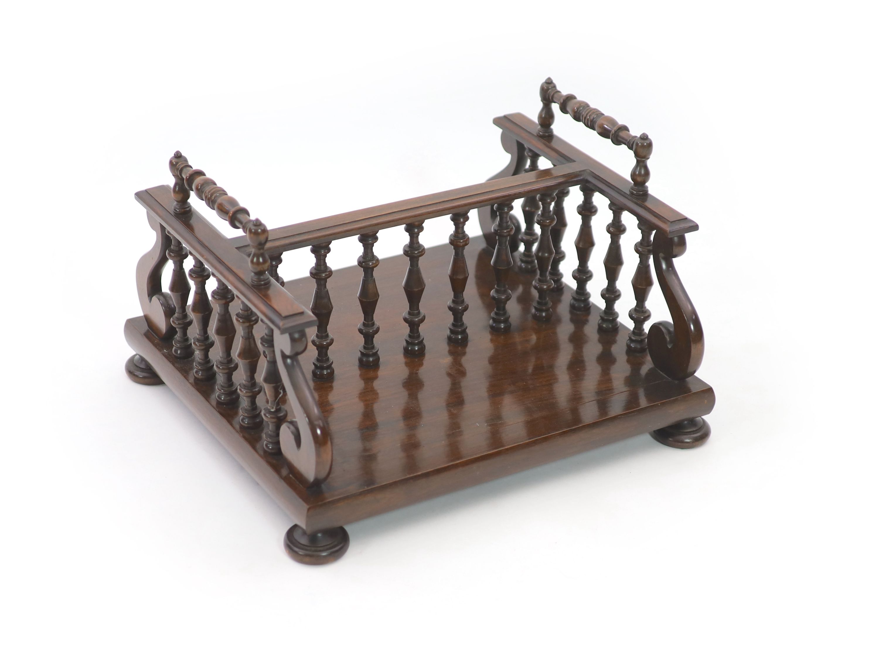 A William IV rosewood bookcarrier / rack, W.50cm D.46cm H.30.5cm